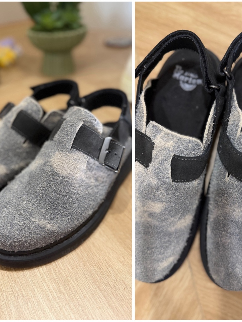 Dr. Martens Fuzzy Grey Suede Jorge II Slingback Mules